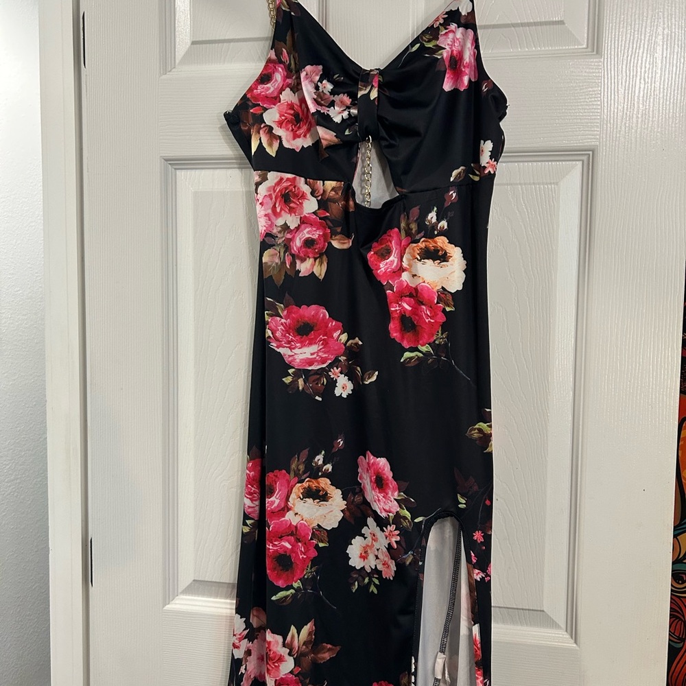 Floral Black Midi Dress